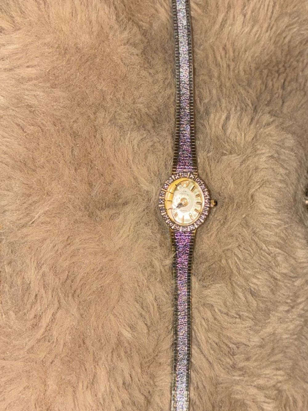 Vtg Jules Jurgensen Diamond Womens Watch 14mm Silver Gold Tone Oval New Battery